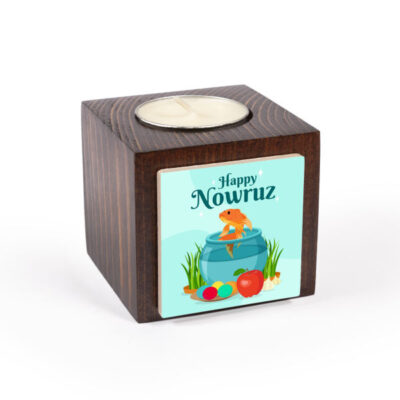 Set of 2 Persian Wooden Cube Tealight Candle Holders, Nowrouzii Design, Minimalist Traditional Décor