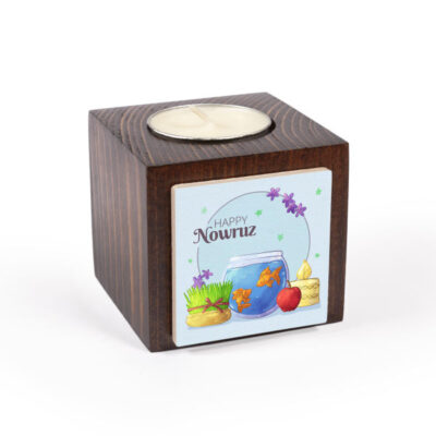 Set of 2 Persian Wooden Cube Tealight Candle Holders, Nowrouzi Design, Minimalist Traditional Décor