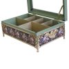 Blue Accent Tea Organizer Chest – Wooden Box with Storage Compartments