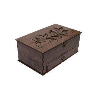 Chestnut Brown Wooden Tea Organizer Chest with Persian Touch