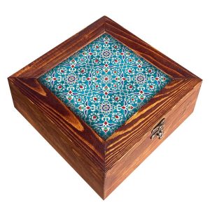 Browni Style Persian Wooden Tea Storage Chest with Warm Tones