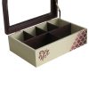 Cream Finish Wooden Tea Chest with Elegant Storage Compartments