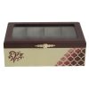 Cream Finish Wooden Tea Chest with Elegant Storage Compartments