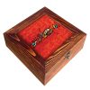 Red Accent Persian Wooden Tea Chest with Artistic Storage Compartments
