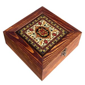 Sara Edition Persian Wooden Tea Organizer Chest with Compartments