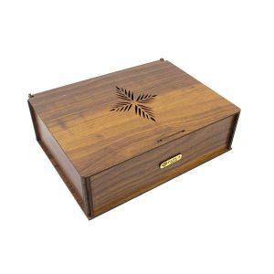 Sunny-Themed Wooden Tea Storage Chest with Persian Details
