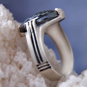 Islamic Hematite Silver Ring Hadid Gemstone for Men Mohammad