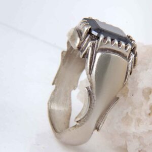 Persian Hematite Silver Ring Hadid Gemstone for Men Mahan