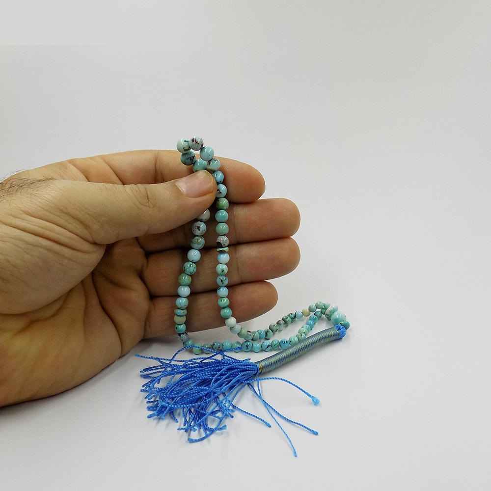 Persian Neyshabur Turquoise Rosary: Prayer 66 Beads Handcrafted Tasbih Lana