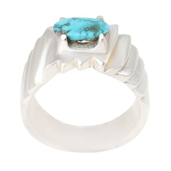 Persian Silver Ring with Neyshabur Turquoise Khorshidi