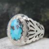 Persian Silver Ring with Neyshabur Turquoise Mihani