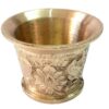 Brass Mortar & Pestle with Traditional Persian Floral Pattern Flower