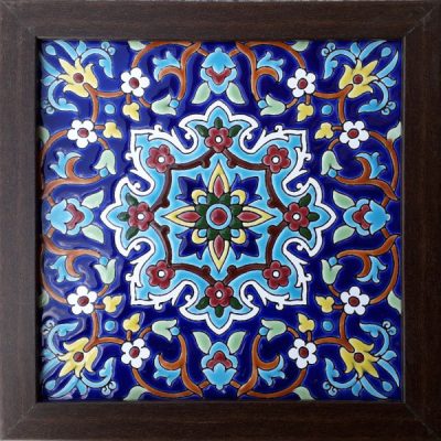 Persian Blue Decorative Ceramic Tile – Traditional Floral Wall Artwork
