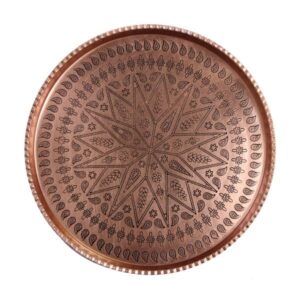 Ashki 1 Traditional Copper Serving Tray – Hand Engraved Geometric Tray