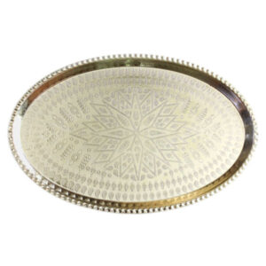 G47 Traditional Copper Serving Tray – Hand Engraved Geometric Tray