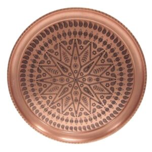 Ashki Traditional Copper Serving Tray – Hand Engraved Geometric Tray