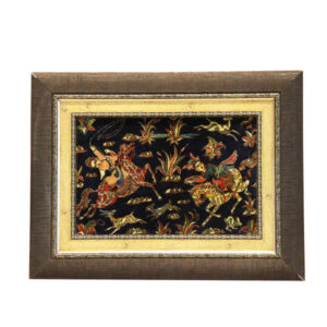 Hand-Knotted Persian Pictorial Rug from Qom Depicting Hunting