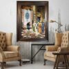 Hand-Knotted Persian Pictorial Rug from Tabriz Depicting Bazaar
