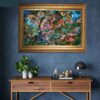 Hand-Knotted Persian Wall Hanging Rug from Tabriz Depicting Existence Miniature