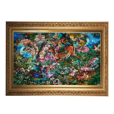 Hand-Knotted Persian Silk Miniature Wall Hanging Rug – Existence Miniature, Tabriz