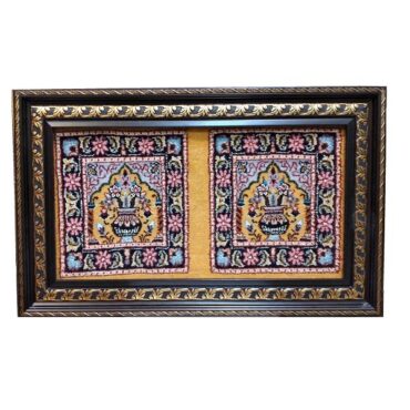 Hand-Knotted Persian Wall Hanging Rug from Tabriz Depicting Flower Pot