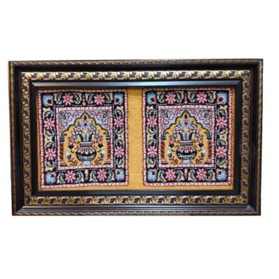 Hand-Knotted Persian Wool Wall Hanging Rug – Flower Pot Floral Design, Birjand