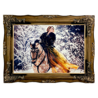Machine-Made Persian Pictorial Wall Hanging Rug – Horse Riding Scene, Kashan