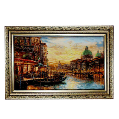Hand-Knotted Persian Wool Pictorial Wall Hanging Rug – Venice Scene, Tabriz