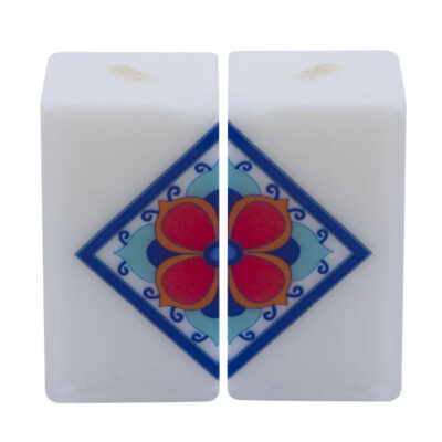 Persian Cube Design Pillar Candles – Artistic Decorative Set (2-Pack)