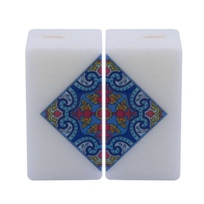 Persian Cube Design Pillar Candles – Artistic Decorative Set (2-Pack)