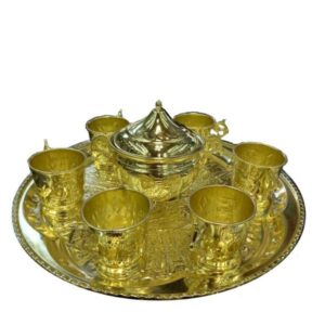Persian Vintage Brass Tea Set & Tray Model Shiny