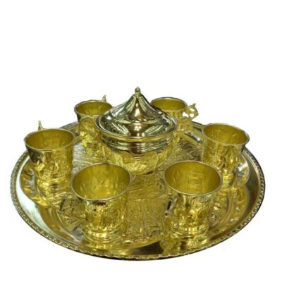 Persian Vintage Brass Tea Set & Tray Model Shiny