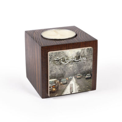Set of 2 Persian Wooden Cube Tealight Candle Holders, Barf Design, Minimalist Tabletop Décor
