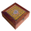 Brown Persian Wooden Tea Chest Box – Divided Storage Organizer