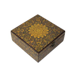 Elegant Wooden Tea Chest Box – With Golden Persian Accents