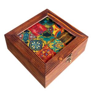 Yellow-Toned Persian Wooden Tea Storage Chest – Handcrafted Organizer