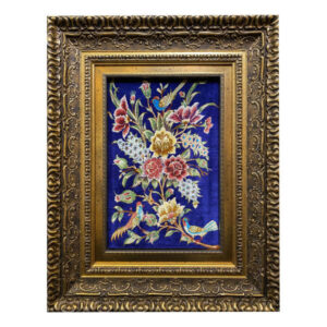 Hand-Knotted Persian Pictorial Rug from Qom Depicting Flower &Bird