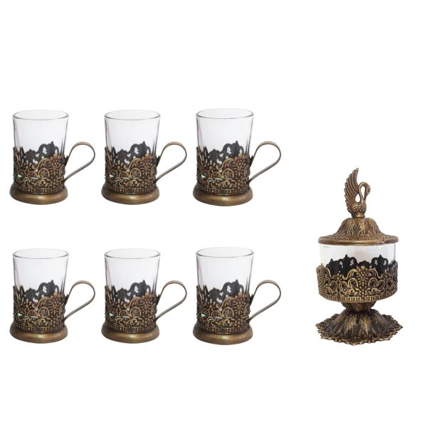 Set of 7 Persian Bronze Tea Service Set