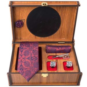 Men’s Tie, Handkerchief & Cufflinks Neckwear Set – Luxurious Banafsheh