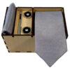 Men's Tie, Handkerchief & Cufflinks Neckwear Set - Luxurious Gray