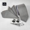 Men's Tie, Handkerchief & Cufflinks Neckwear Set - Luxurious Gray