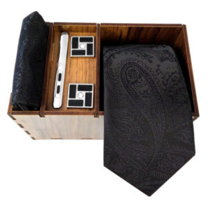 Men’s Tie, Handkerchief & Cufflinks Neckwear Set – Luxurious Khademi