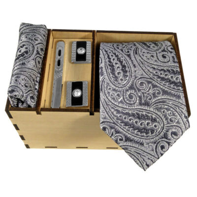 Men's Tie, Handkerchief & Cufflinks Neckwear Set - Luxurious Khakestari