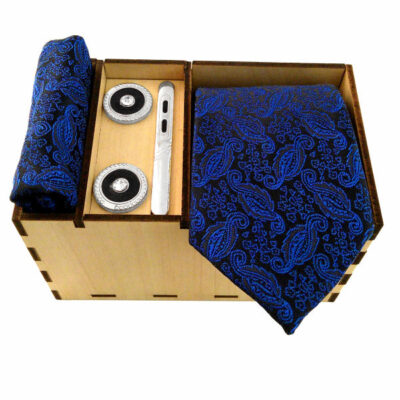 Men's Tie, Handkerchief & Cufflinks Neckwear Set - Luxurious Ocean