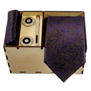 Men’s Tie, Handkerchief & Cufflinks Neckwear Set – Luxurious Purple