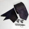 Men's Tie, Handkerchief & Cufflinks Neckwear Set - Luxurious Purple