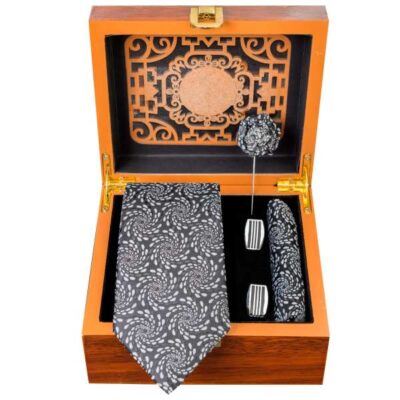 Men's Tie, Handkerchief & Cufflinks Neckwear Set - Luxurious Wave