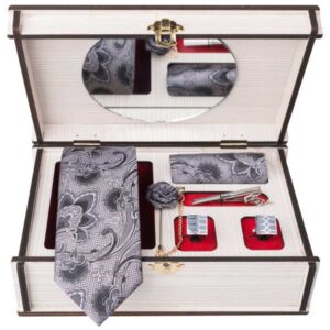 Men’s Tie, Handkerchief & Cufflinks Neckwear Set – Luxurious White II