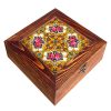Bita Wooden Tea Organizer Chest with Side Storage Compartments