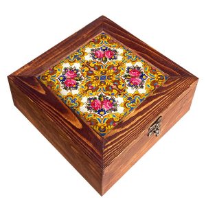 Bita Wooden Tea Organizer Chest with Side Storage Compartments